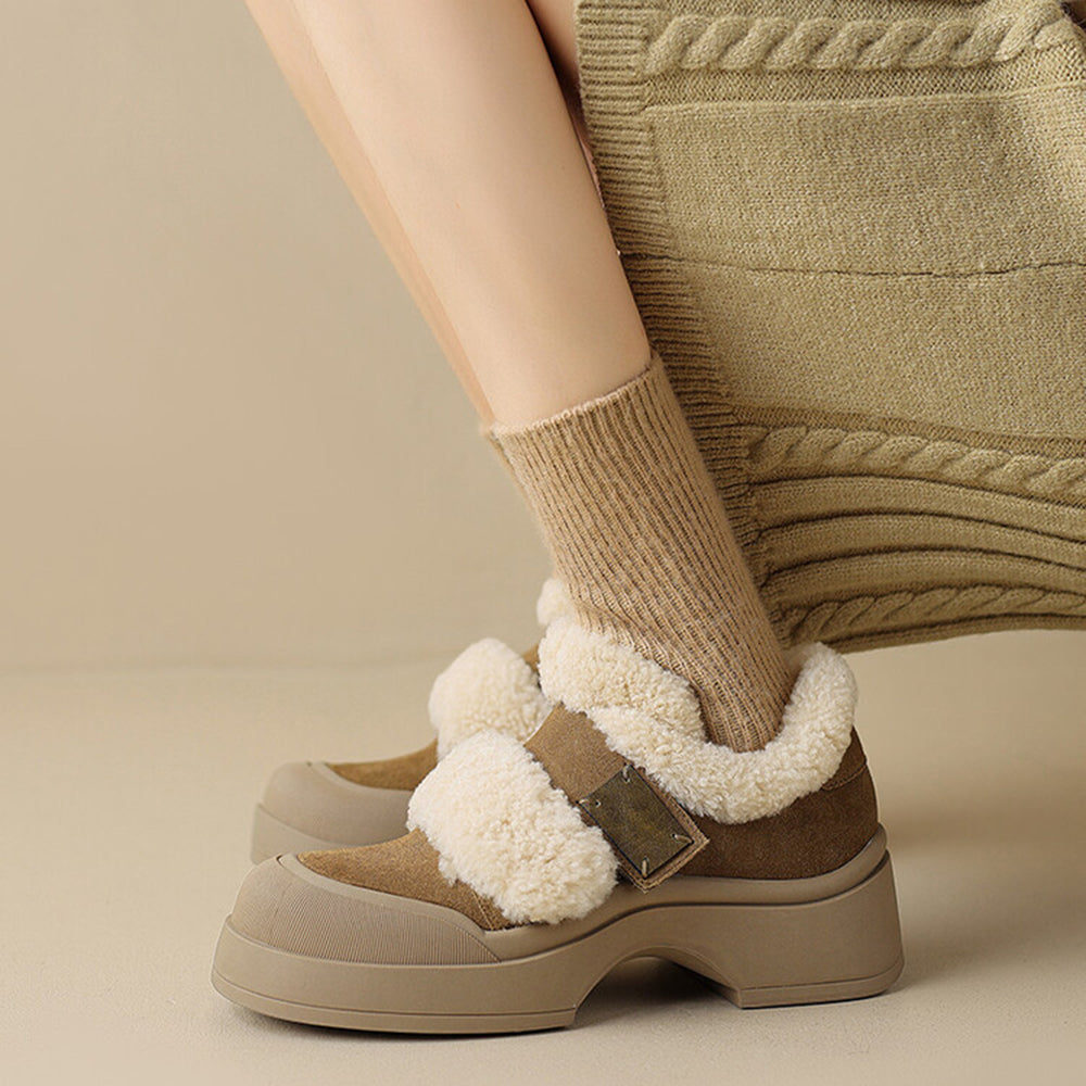 Winter Furry Shoes for women with Velcro Accents