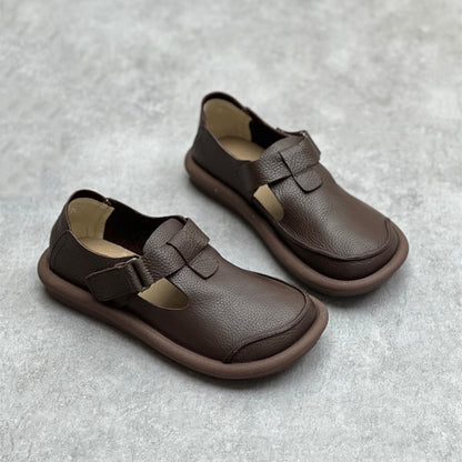 Women Casual Leather Shoes With Velcro Accents