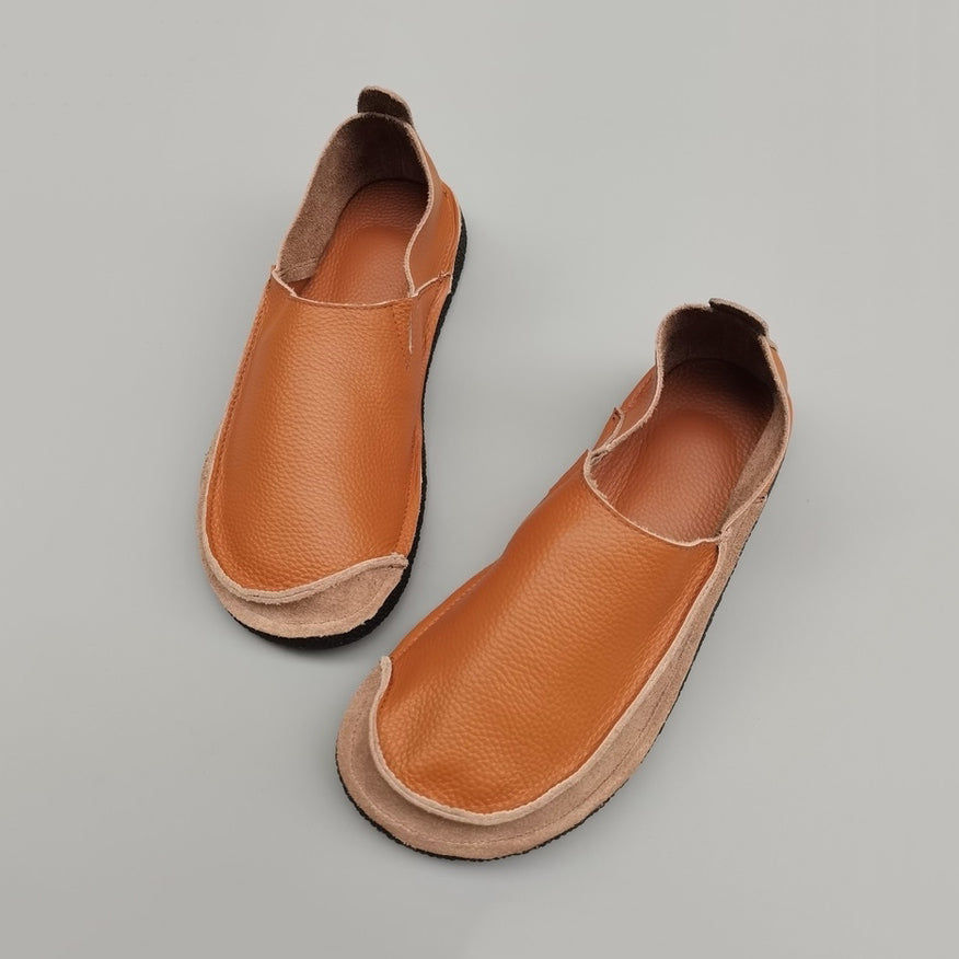 Women Casual Paneled Slip-on Leather Flat Shoes