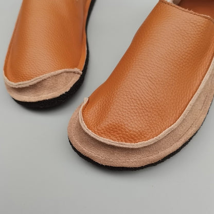 Women Casual Paneled Slip-on Leather Flat Shoes