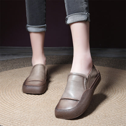Women Handmade Stitched Slip-On Leather Shoes