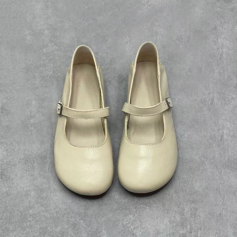 Pansha Leather Flats Vanilla