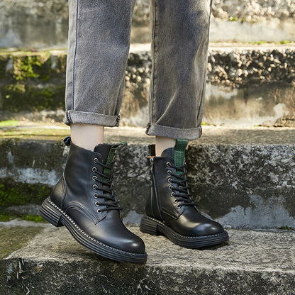 Women Lace-Up Versatile Leather Martin Boots