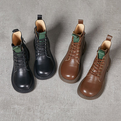 Women Lace-Up Versatile Leather Martin Boots