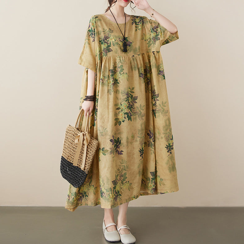 Women Plus Size Loose Fit Printed Dress