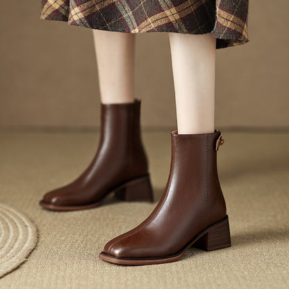 Women Plush Chunky Heels Chelsea Boots Size 35-42