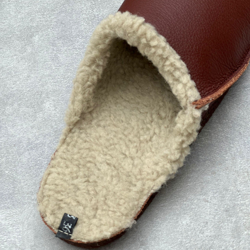 Women Plush Leather Slippers