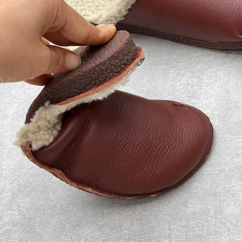 Women Plush Leather Slippers
