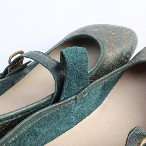 Women Retro Print Breathable Flat Handmade Shoes