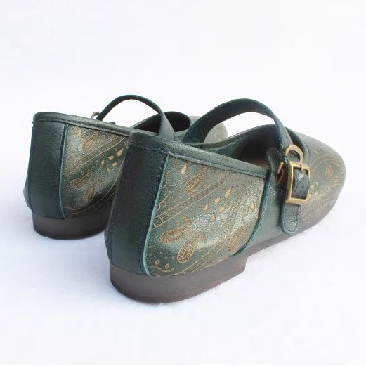 Women Retro Print Breathable Flat Handmade Shoes