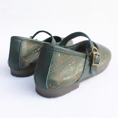 Women Retro Print Breathable Flat Handmade Shoes