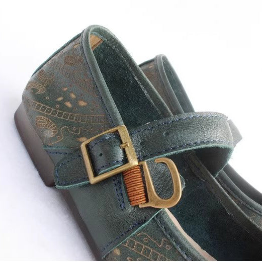 Women Retro Print Breathable Flat Handmade Shoes