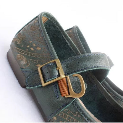 Women Retro Print Breathable Flat Handmade Shoes