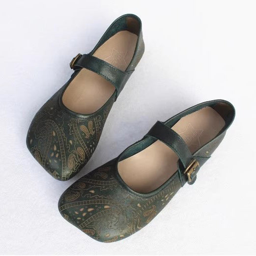 Women Retro Print Breathable Flat Handmade Shoes