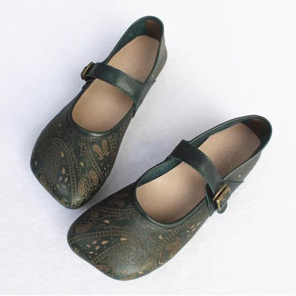 Women Retro Print Breathable Flat Handmade Shoes
