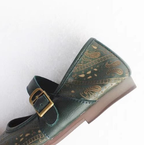 Women Retro Print Breathable Flat Handmade Shoes