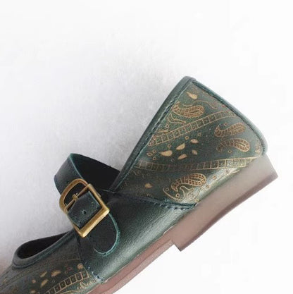 Women Retro Print Breathable Flat Handmade Shoes