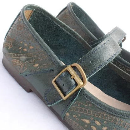 Women Retro Print Breathable Flat Handmade Shoes