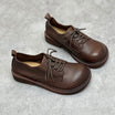 Women Retro Round Toe Lace-up Leather Shoes â Retrosia