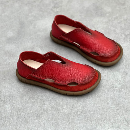 Women Slip-on Hollow-out Leather Flat Shoes