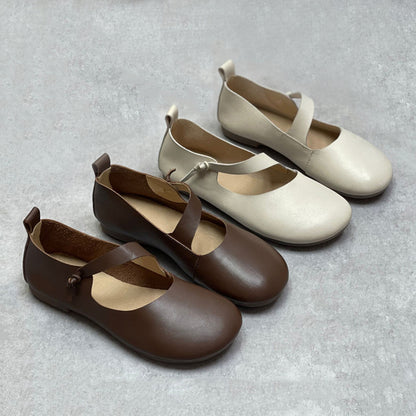 Women Super Soft Leather Flat Shoes With Knot Accents