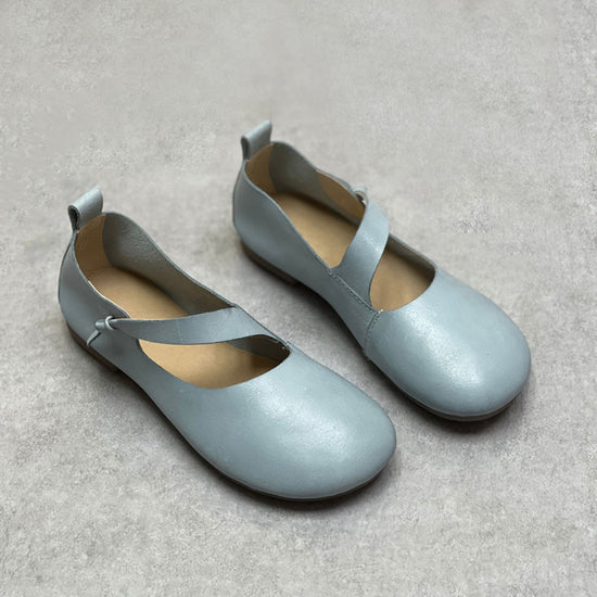 Women Summer Soft Leather Weave Flat Shoes