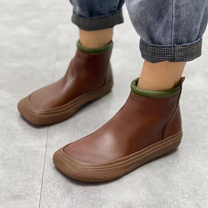 Autumn Retro Square Toe Rear Zipper Ankle Boots