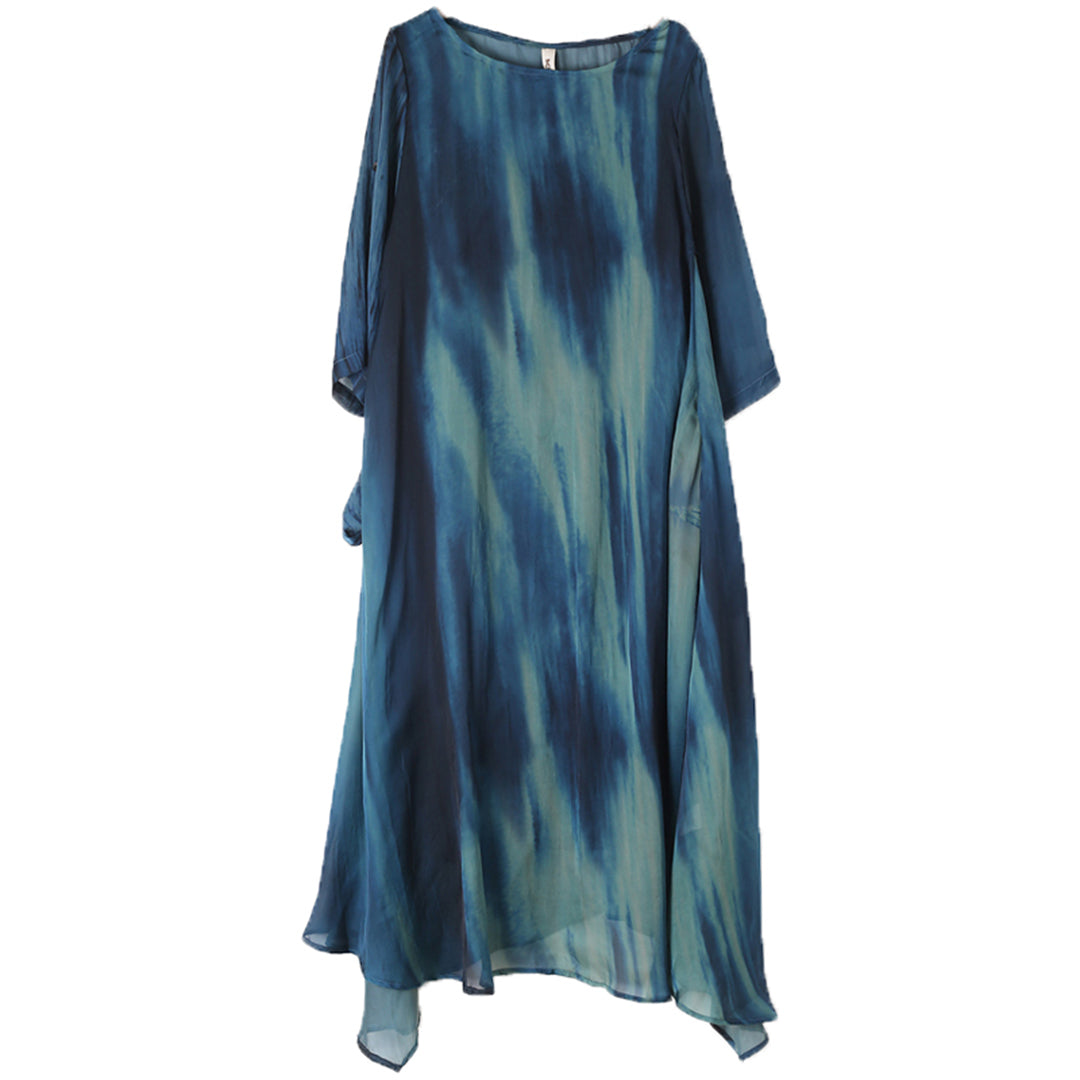 Blue Gradient 3/4 Sleeve Dress - Luckyback