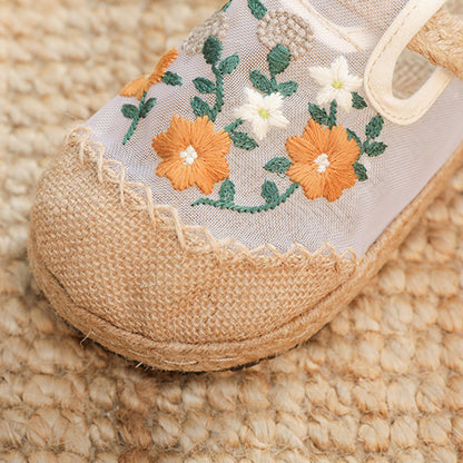 Breathable Mesh Embroidered Women Shoes Slippers