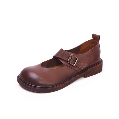 British Style Leather Mary Jane Shoes With Buckle