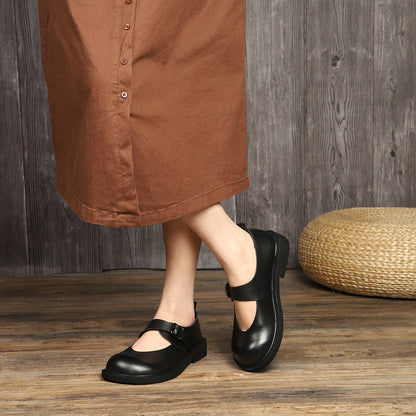 British Style Leather Mary Jane Shoes With Buckle