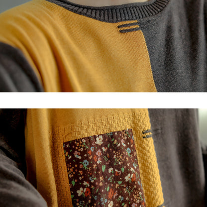 Color-Block Design Knitted Sweater - Luckyback