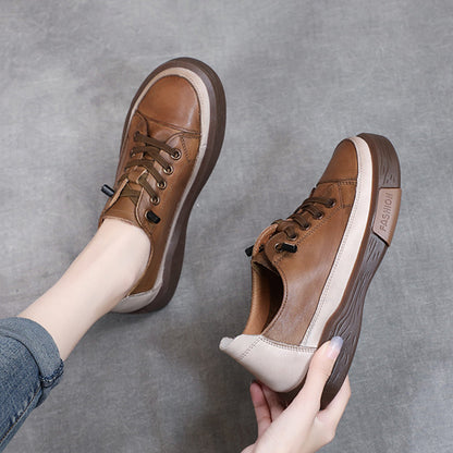 Lace-Up Color-Block Casual Shoes - Luckyback