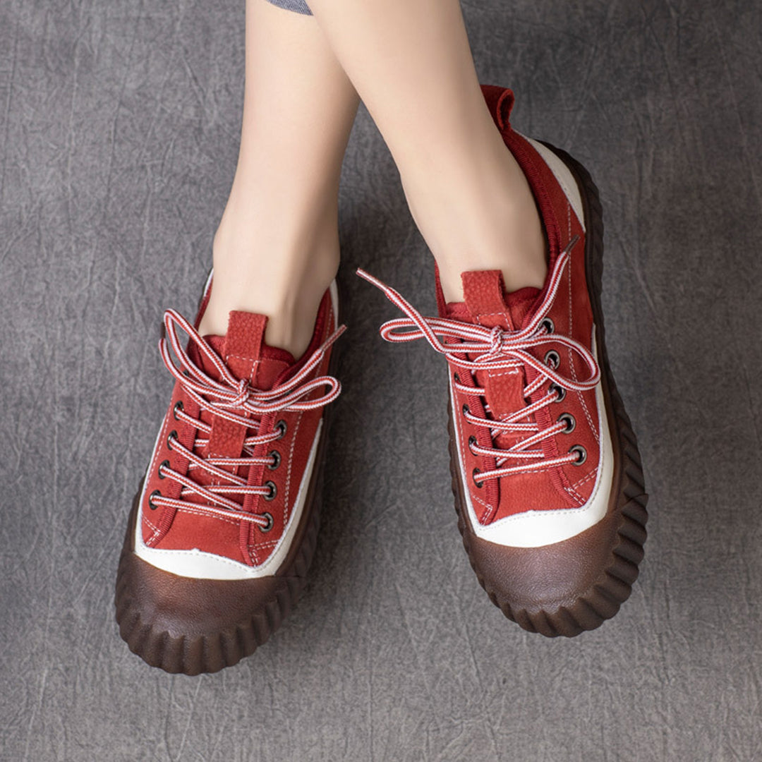 Color Block Lace-up Casual Shoes - Luckyback