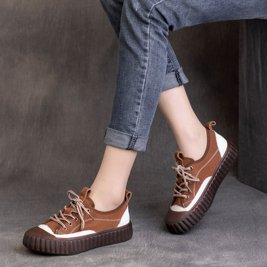 Color Block Lace-up Casual Shoes - Luckyback