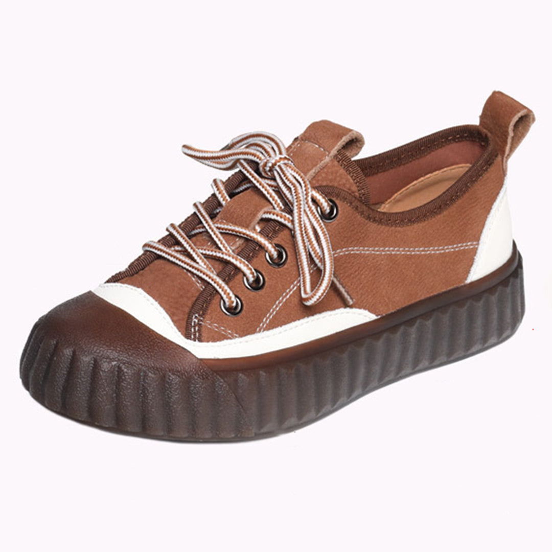 Color Block Lace-up Casual Shoes - Luckyback