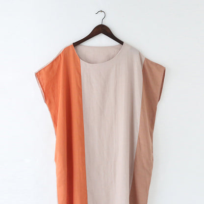 Color Block Linen Loose Fitting Dress - Luckyback