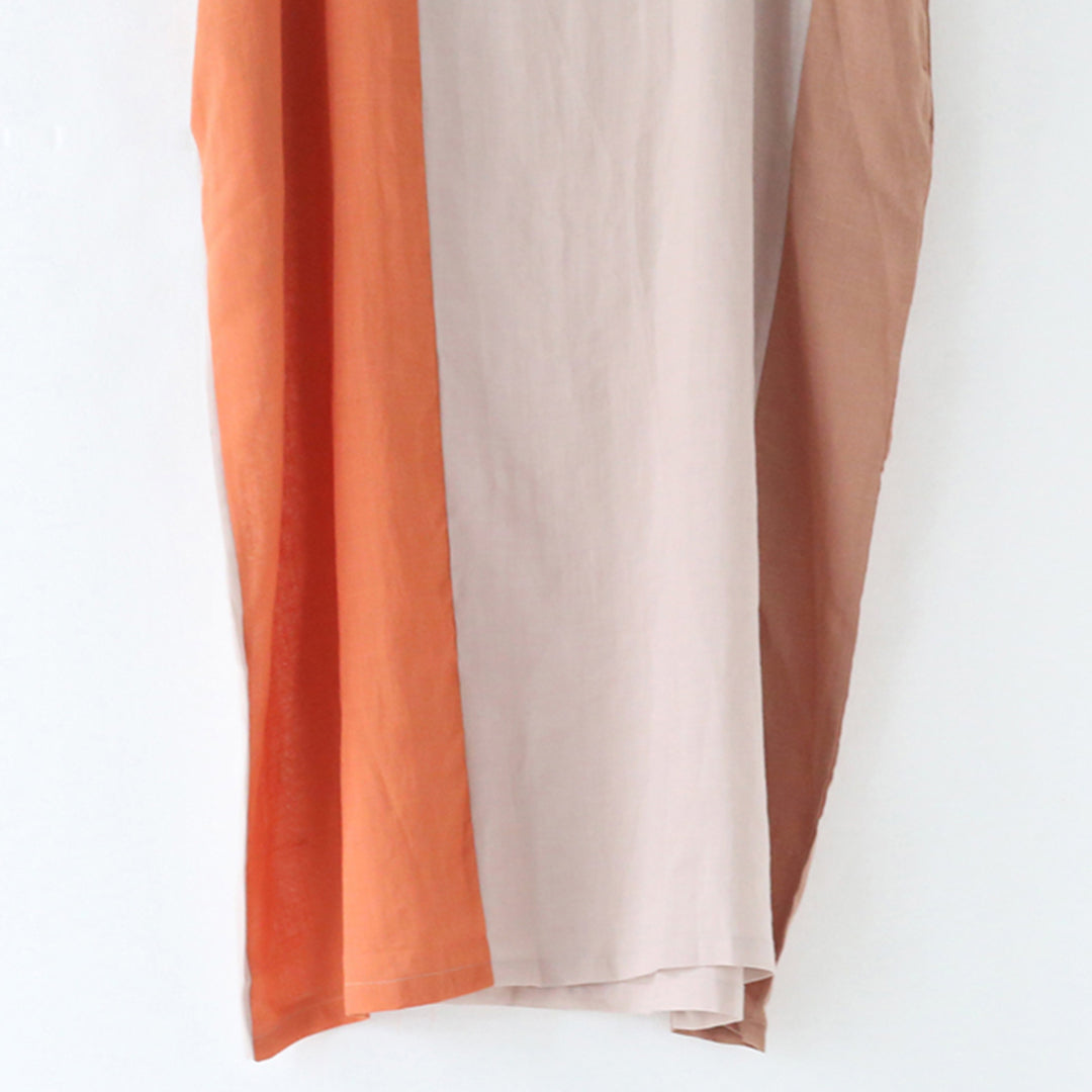 Color Block Linen Loose Fitting Dress - Luckyback