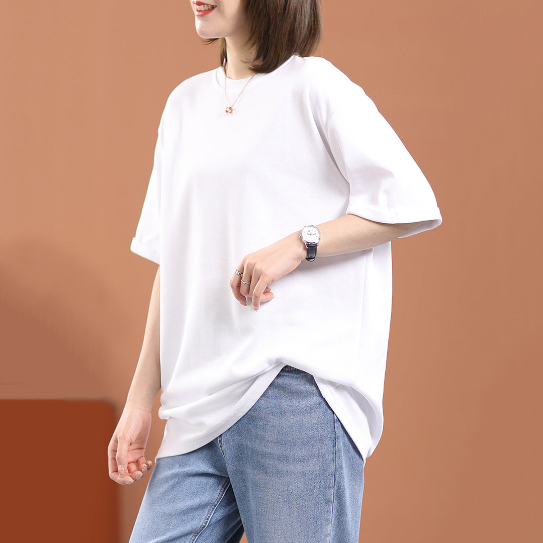 Cotton Loose Fit Casual T-Shirt - Luckyback