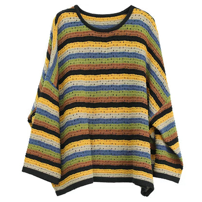 Crew Neck Striped Loose Fit Top