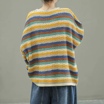 Crew Neck Striped Loose Fit Top