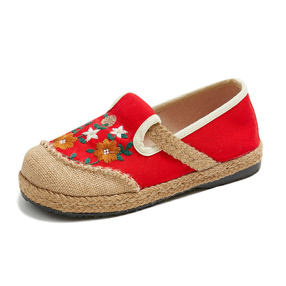 Embroidered Ethnic Style Women Linen Casual Shoes