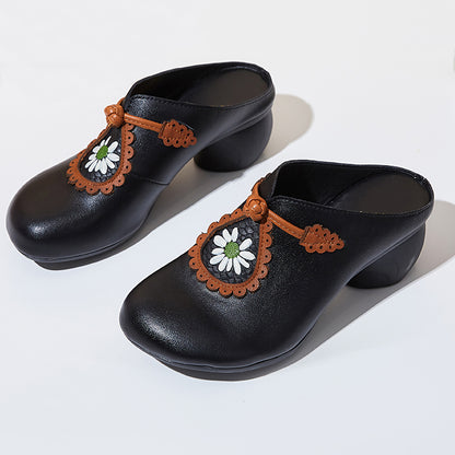 Ethnic Style Close Toe Printed Leather Slippers