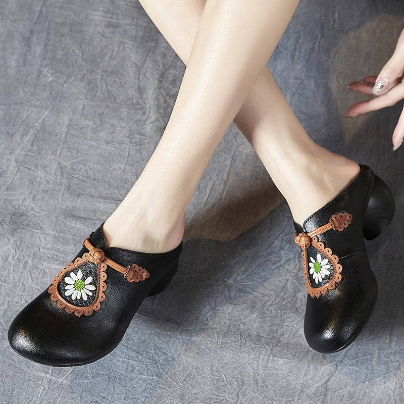 Ethnic Style Close Toe Printed Leather Slippers