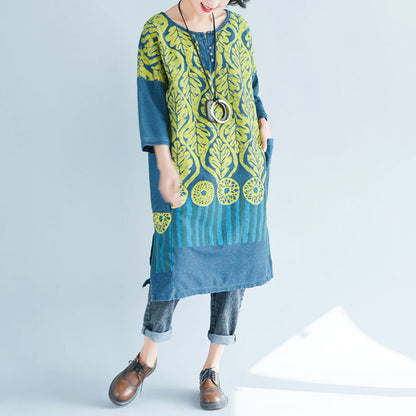 Ethnic Style Printed Retro Midi Dress For Women