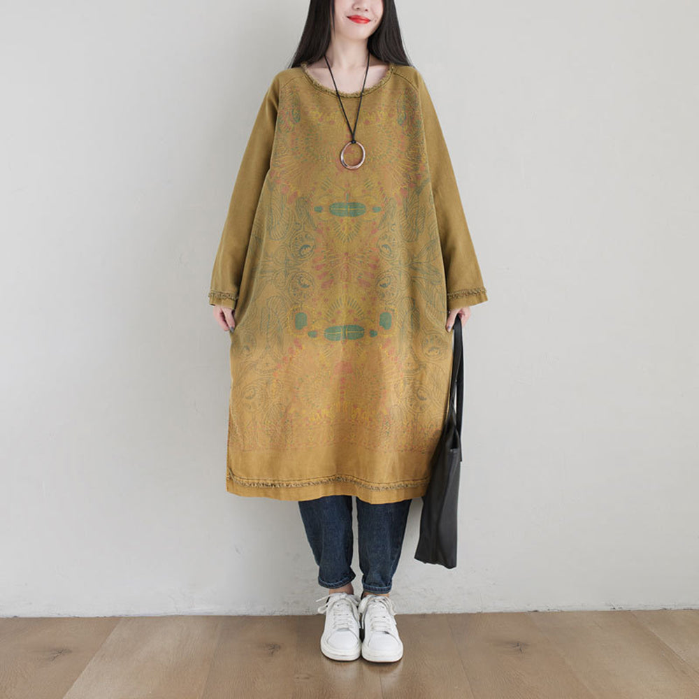 Ethnic Style Round Neck Burrs Dress