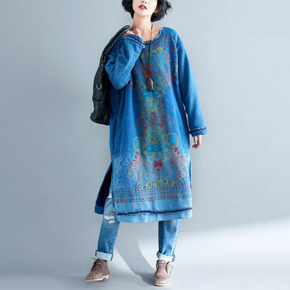 Ethnic Style Round Neck Burrs Dress