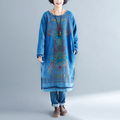 Ethnic Style Round Neck Burrs Dress