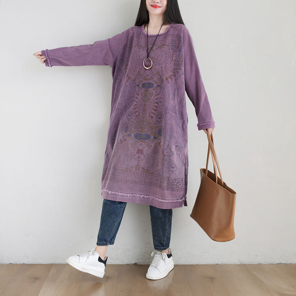 Ethnic Style Round Neck Burrs Dress