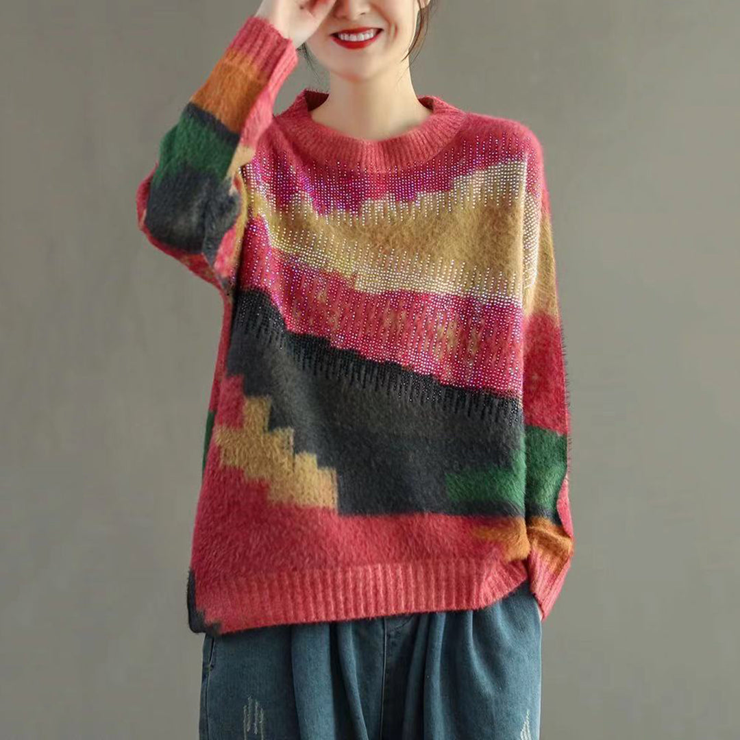 Faux Fluffy Knitted Sweater - Luckyback